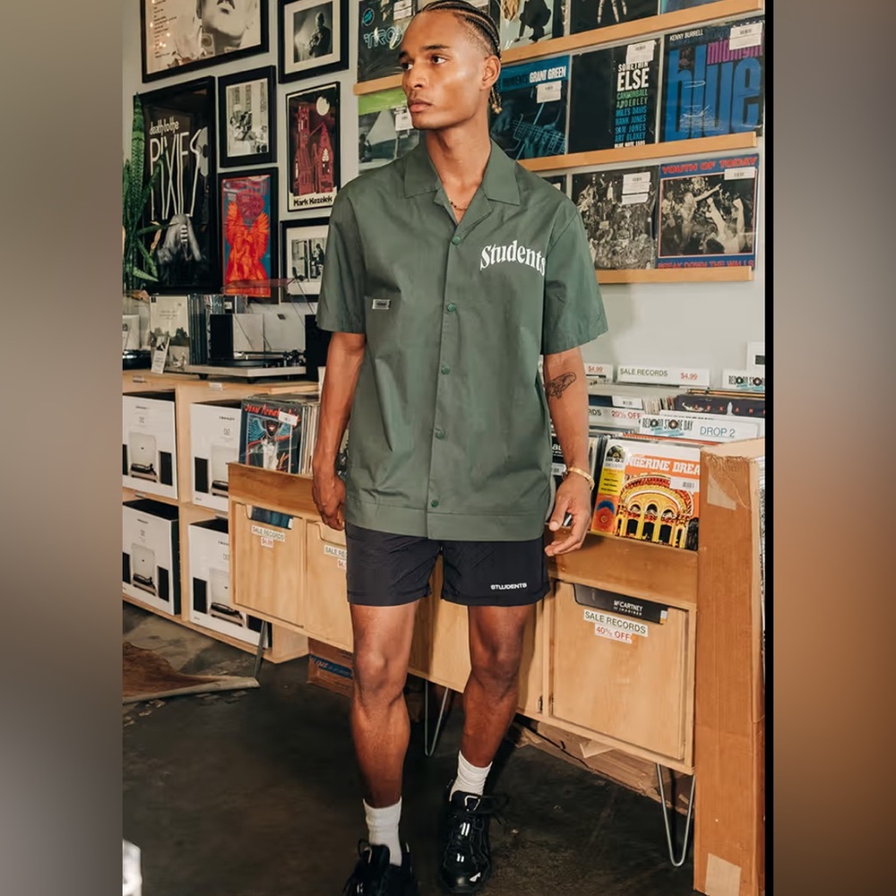 STUDENTS Golf Dark Green Button-Up Polo –‎ Large | Streetwear